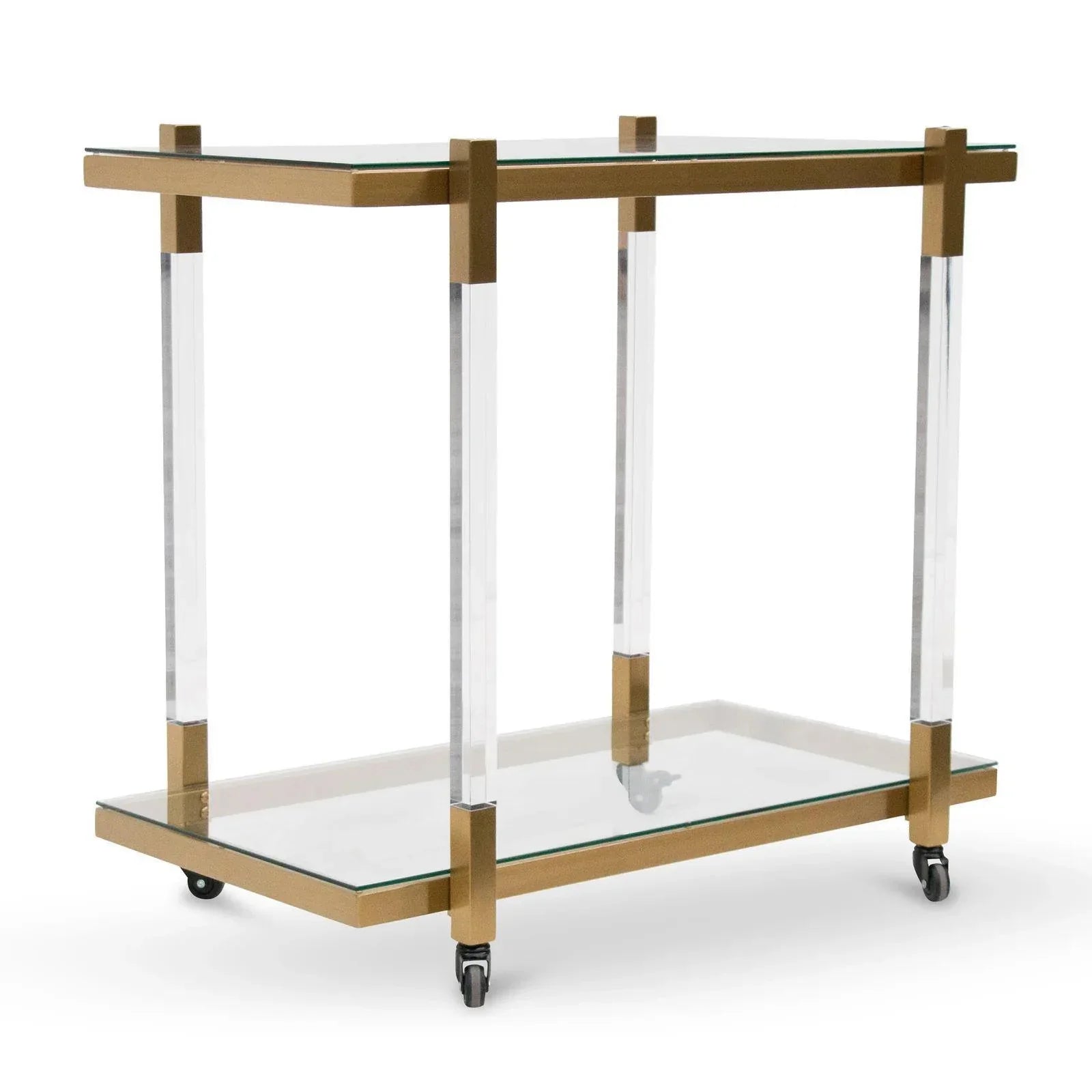 Parliament Glass Bar Cart - Brushed Gold - Furniture Castle