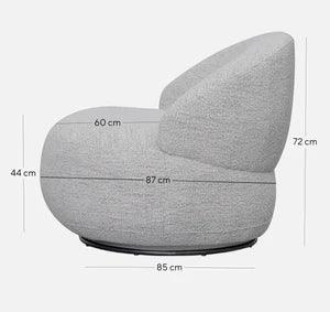 Polly Swivel Fabric Lounge Chair - Fog Grey - Furniture Castle
