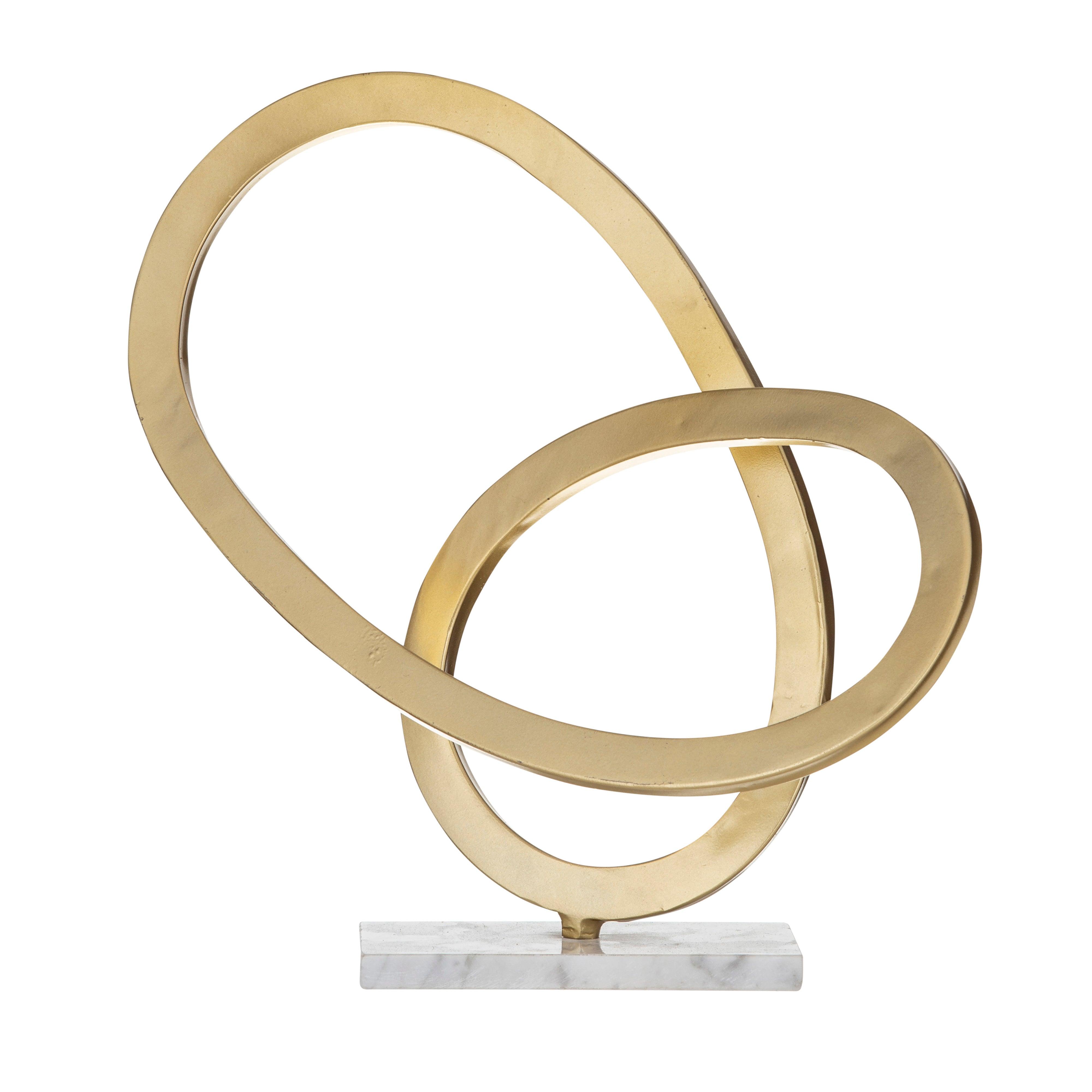 Rand Sculpture White & Gold 37x14x30cm - Furniture Castle