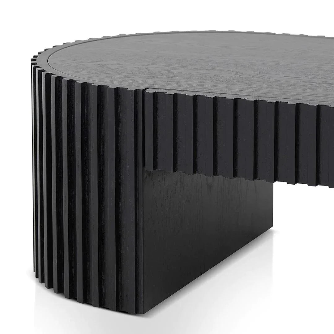 Riah 1.3m Oval Coffee Table - Full Black Oak - Furniture Castle