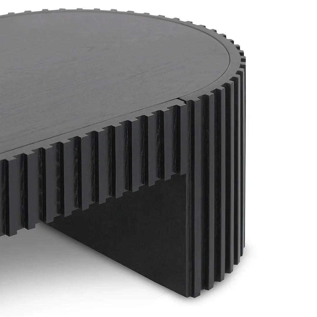 Riah 1.3m Oval Coffee Table - Full Black Oak - Furniture Castle