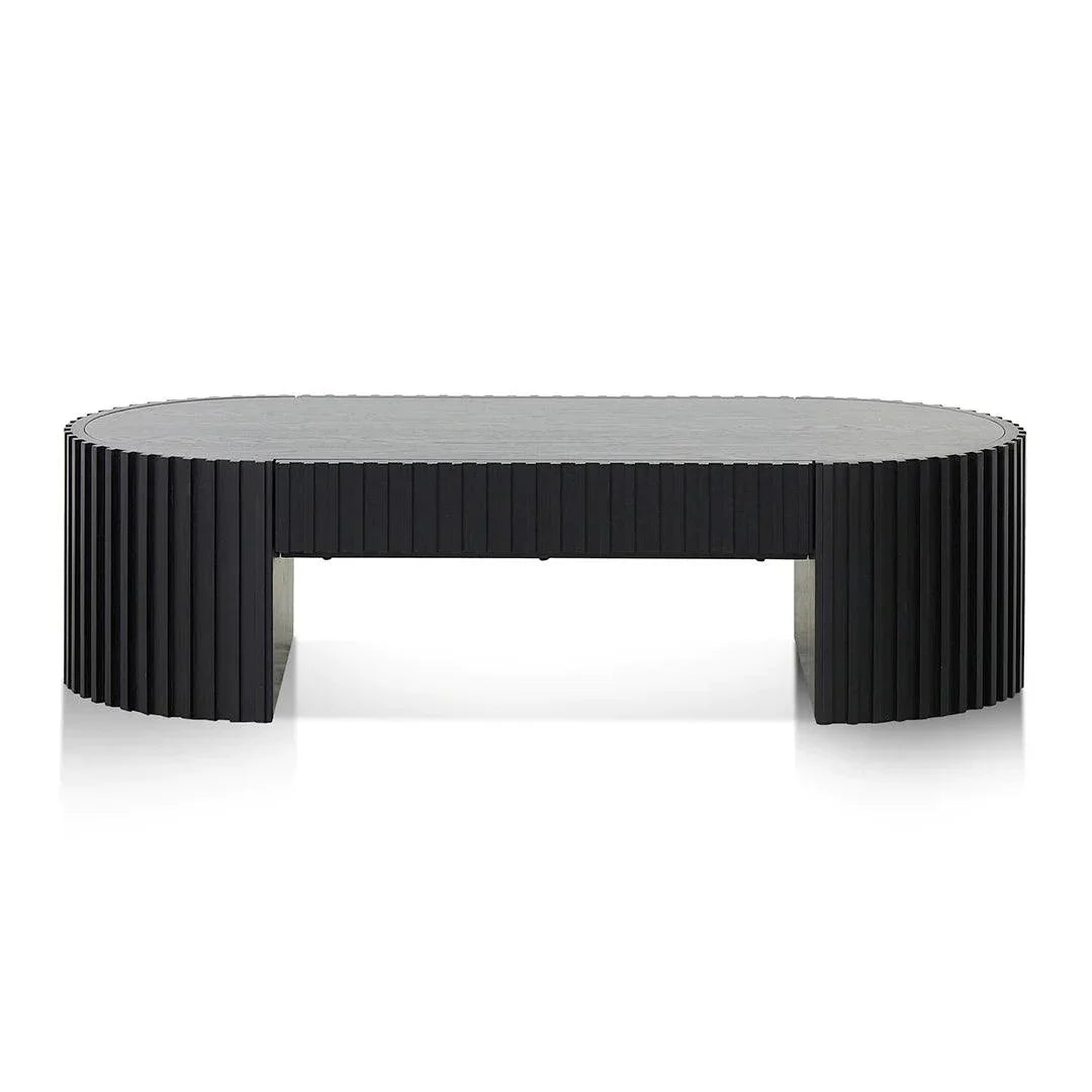 Riah 1.3m Oval Coffee Table - Full Black Oak - Furniture Castle