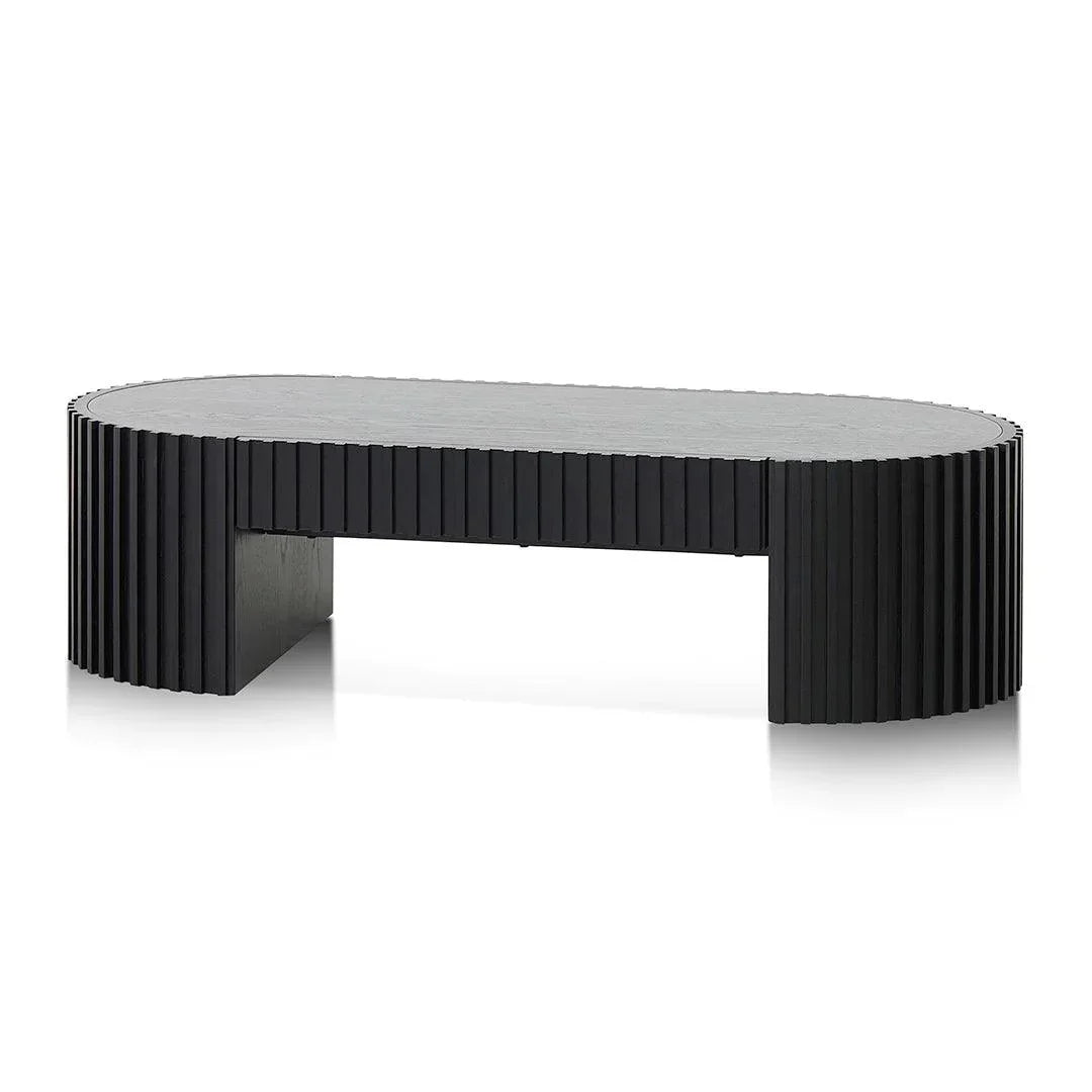 Riah 1.3m Oval Coffee Table - Full Black Oak - Furniture Castle
