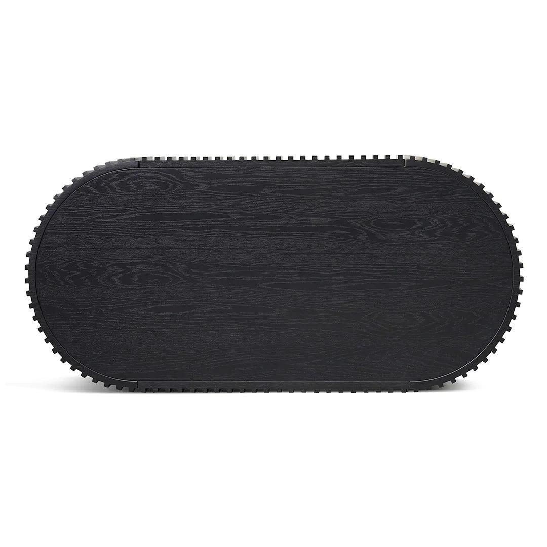 Riah 1.3m Oval Coffee Table - Full Black Oak - Furniture Castle