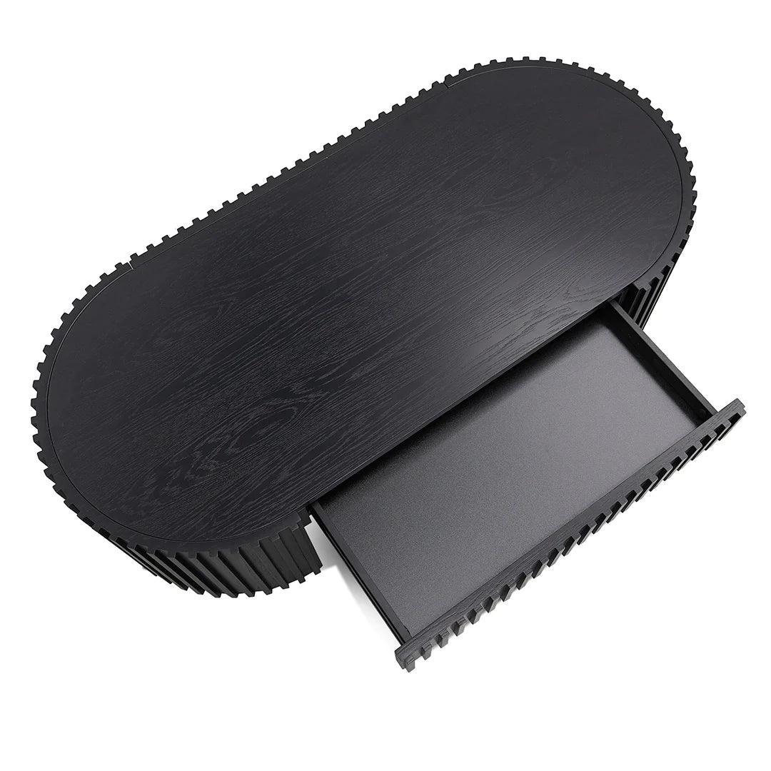 Riah 1.3m Oval Coffee Table - Full Black Oak - Furniture Castle