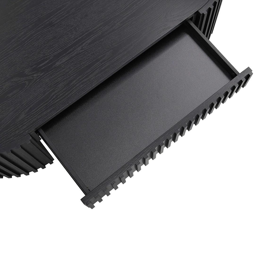 Riah 1.3m Oval Coffee Table - Full Black Oak - Furniture Castle