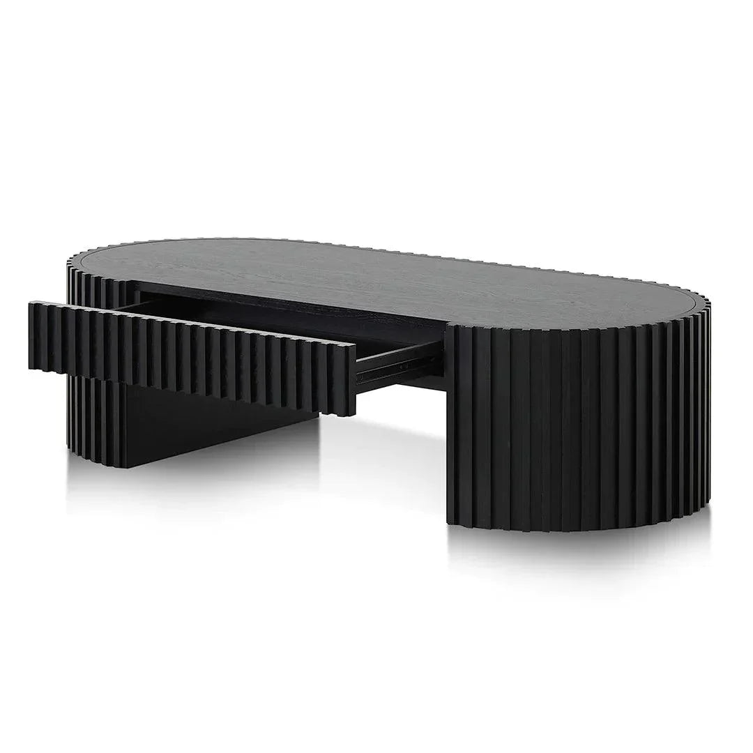 Riah 1.3m Oval Coffee Table - Full Black Oak - Furniture Castle