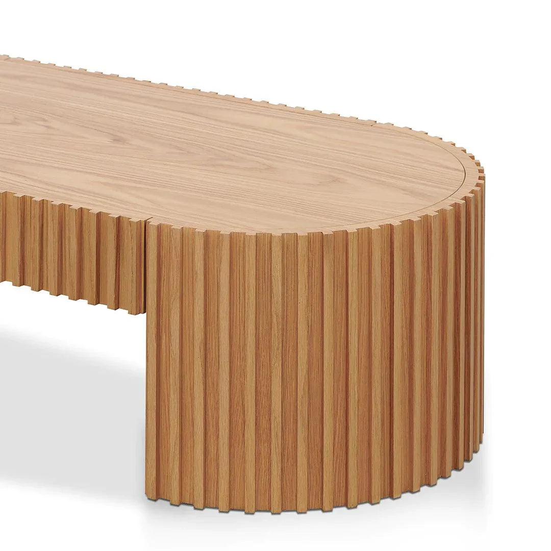 Riah 1.3m Oval Coffee Table - Natural Oak - Furniture Castle