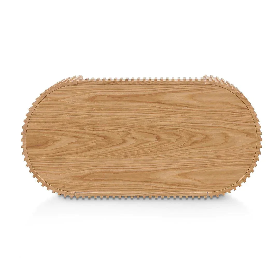Riah 1.3m Oval Coffee Table - Natural Oak - Furniture Castle