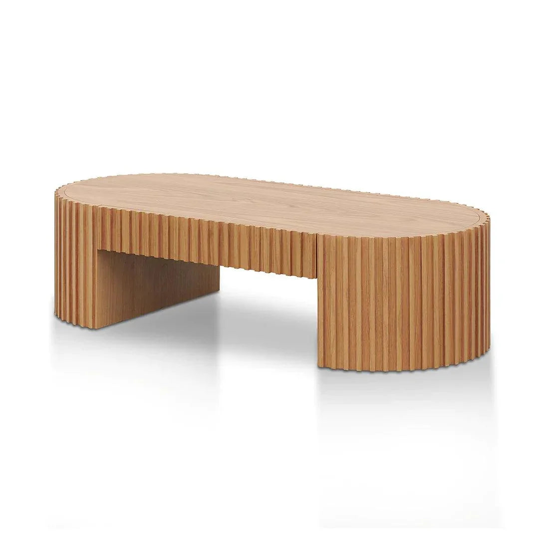 Riah 1.3m Oval Coffee Table - Natural Oak - Furniture Castle