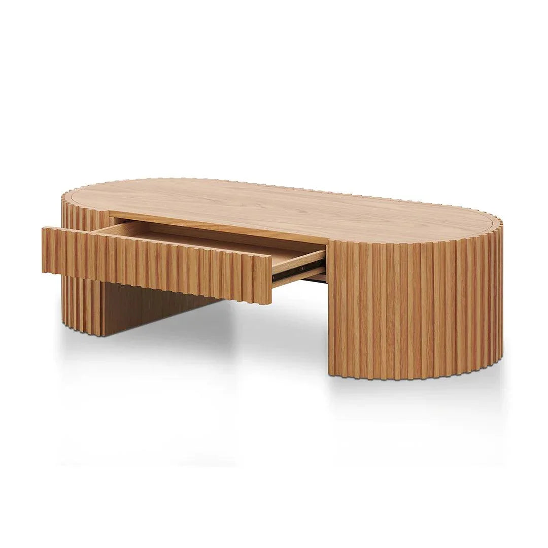 Riah 1.3m Oval Coffee Table - Natural Oak - Furniture Castle