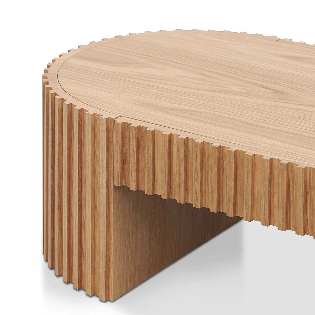 Riah 1.3m Oval Coffee Table - Natural Oak - Furniture Castle
