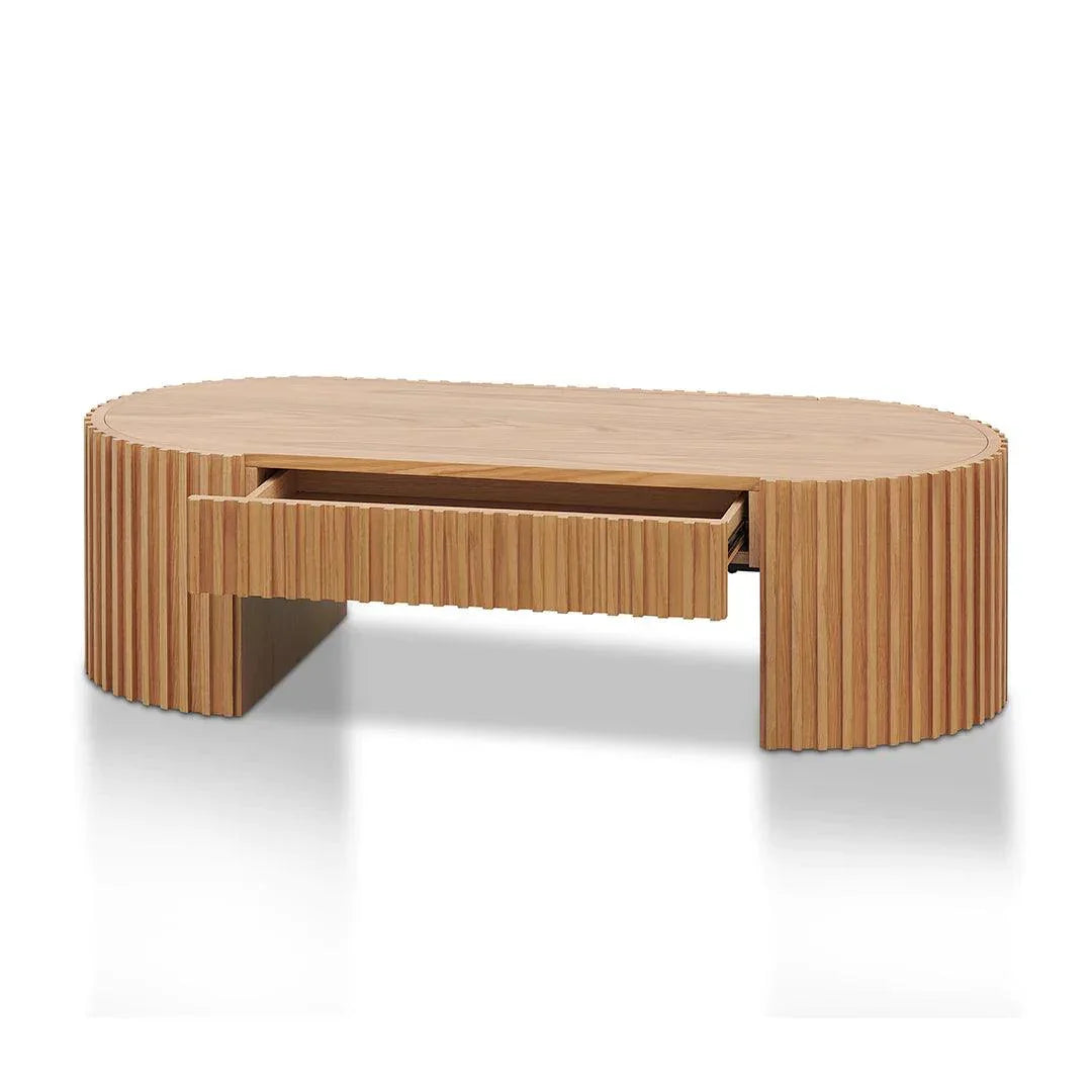 Riah 1.3m Oval Coffee Table - Natural Oak - Furniture Castle
