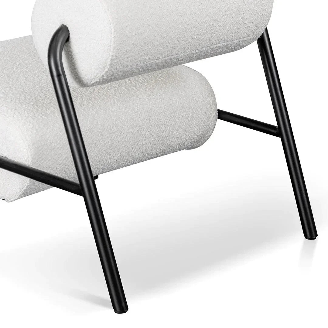 Rolly Lounge Chair - Ivory White Boucle - Furniture Castle