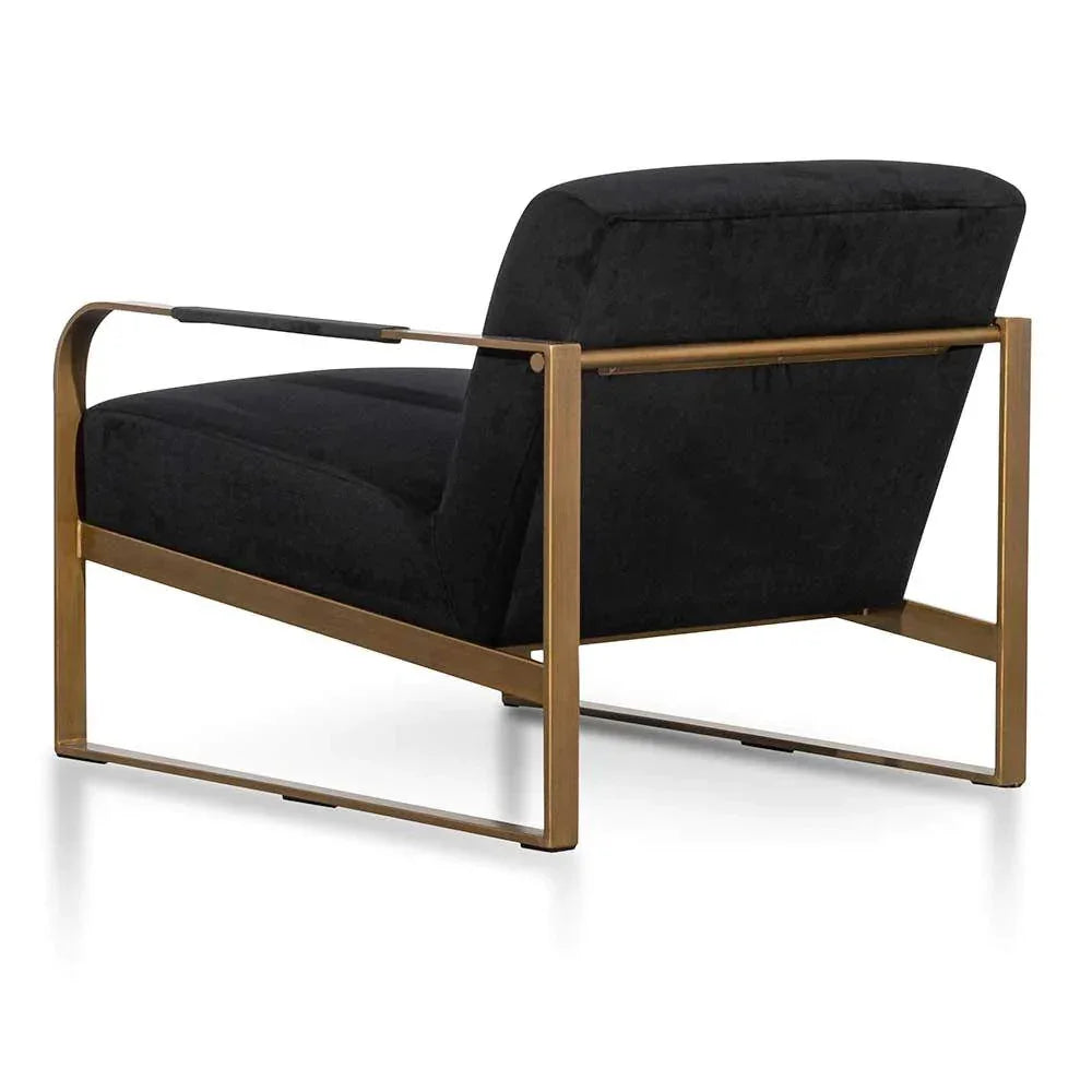 Romania Black Velvet Armchair with Antique Golden - Furniture Castle