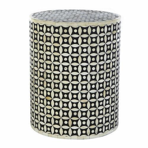 Rowan Inlay Geo Sidetable - Black - Furniture Castle