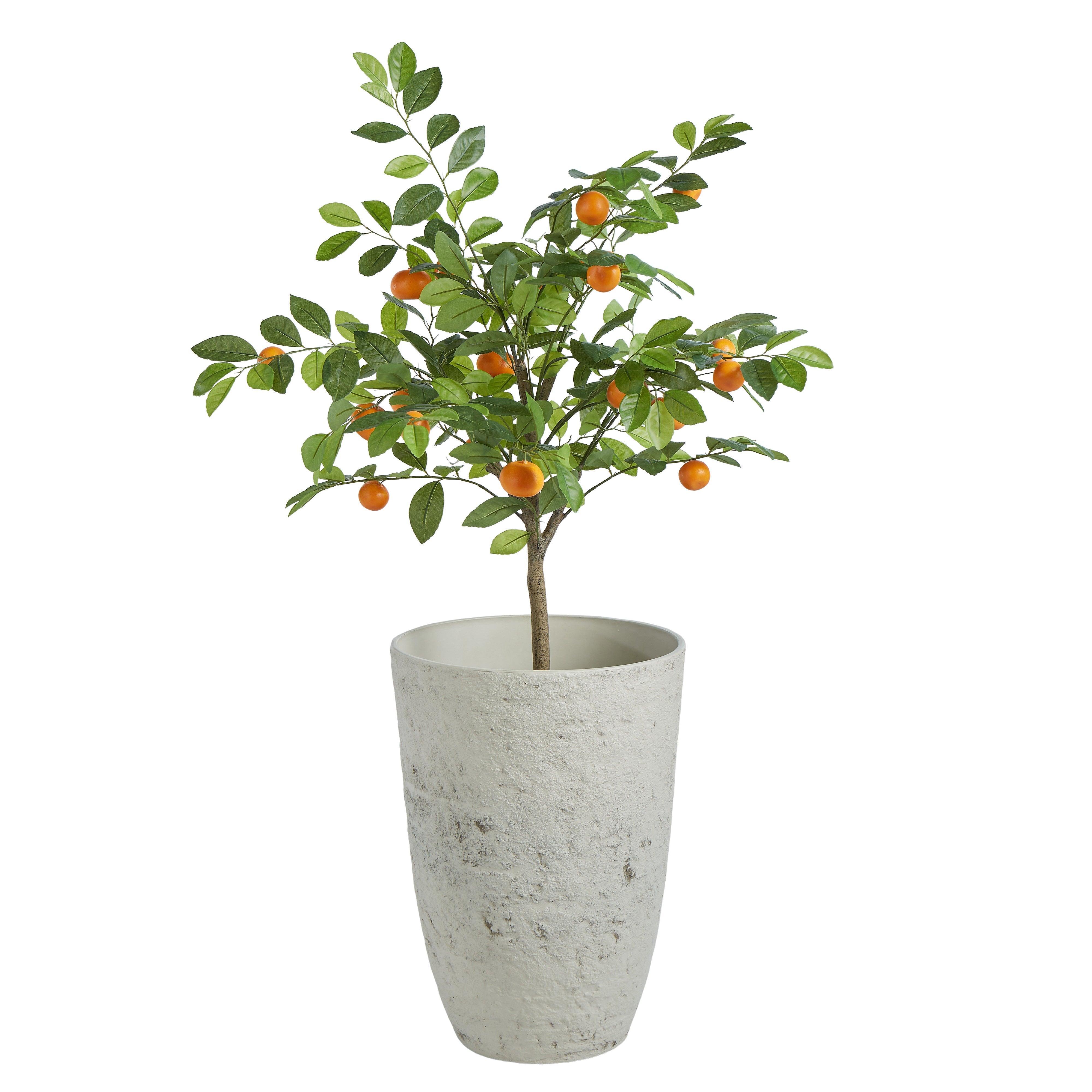 Rustic Stone Look Planter Pot Rustic Cream 35.5x35.5x49.5cm - Furniture Castle