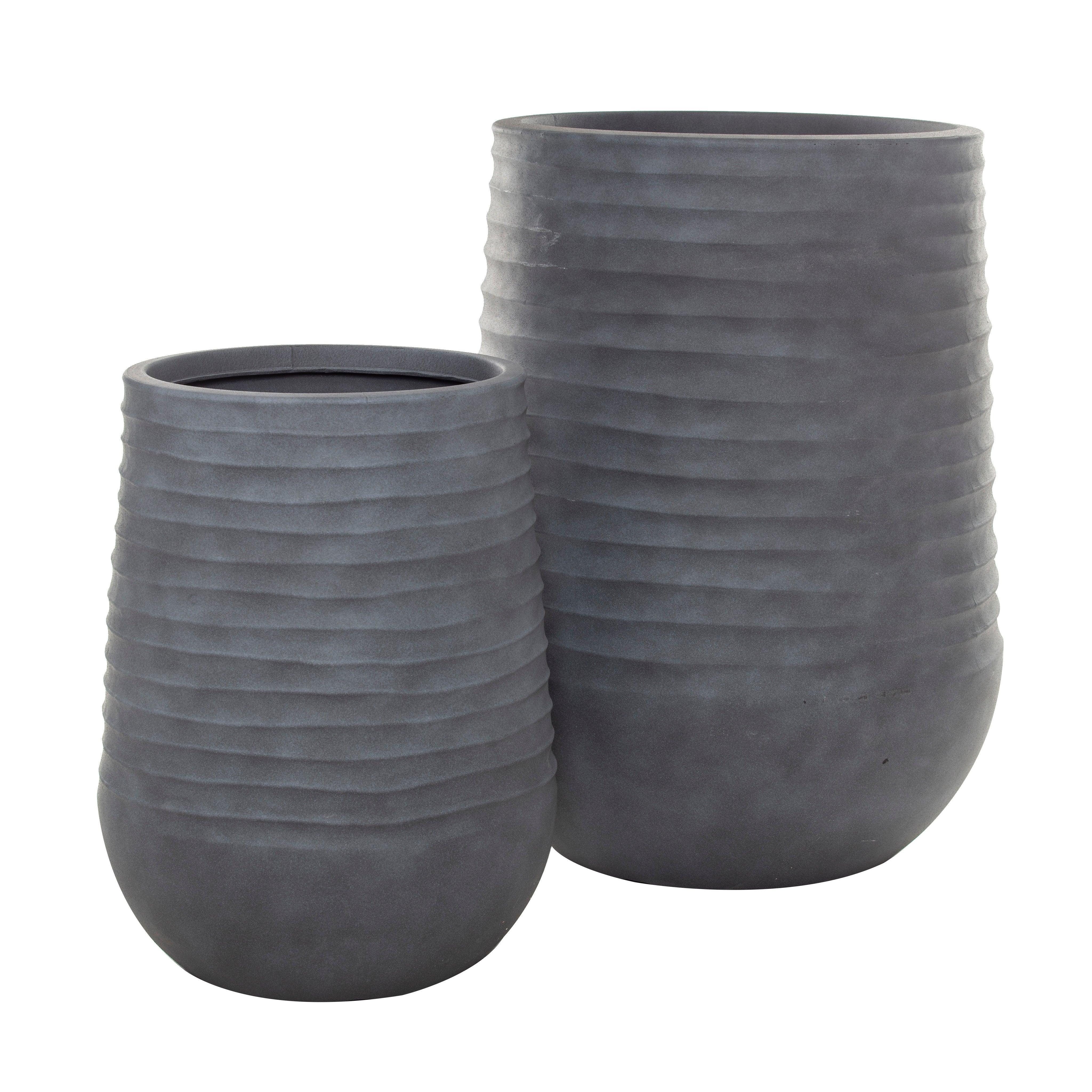 Ryker Tall Planter Dark Grey Set of 2 51/70cm - Furniture Castle