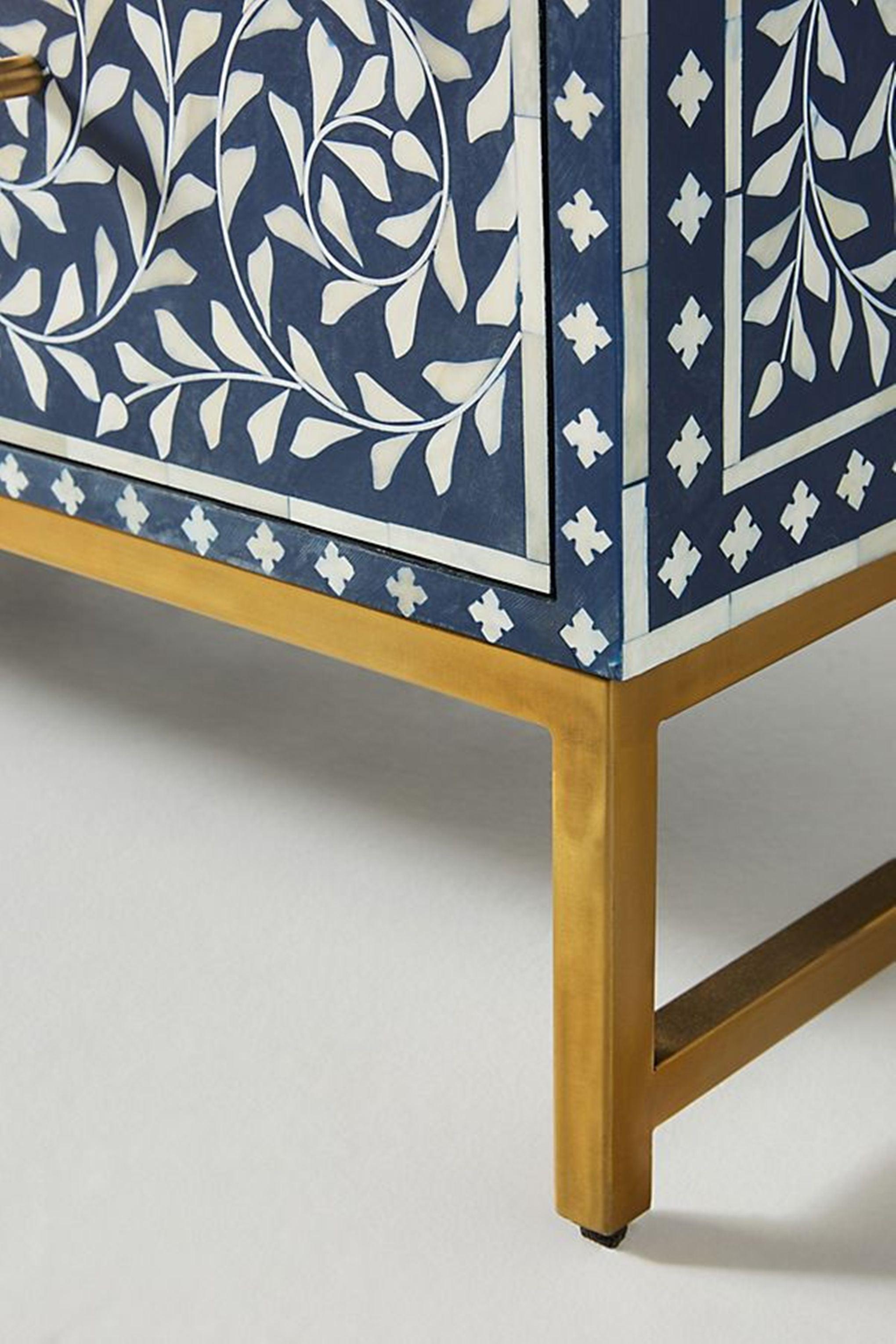 Santiago Inlay 6Dr Scroll Vine Chest - Grey - Furniture Castle