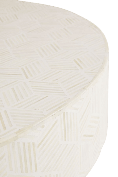 Sienna Inlay Round Optical Coffee Table - White - Furniture Castle