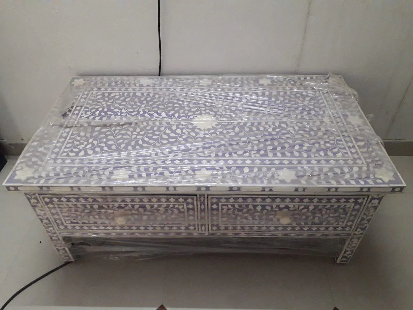 Sienna Rect. Floral Coffee Table - Purple - Furniture Castle