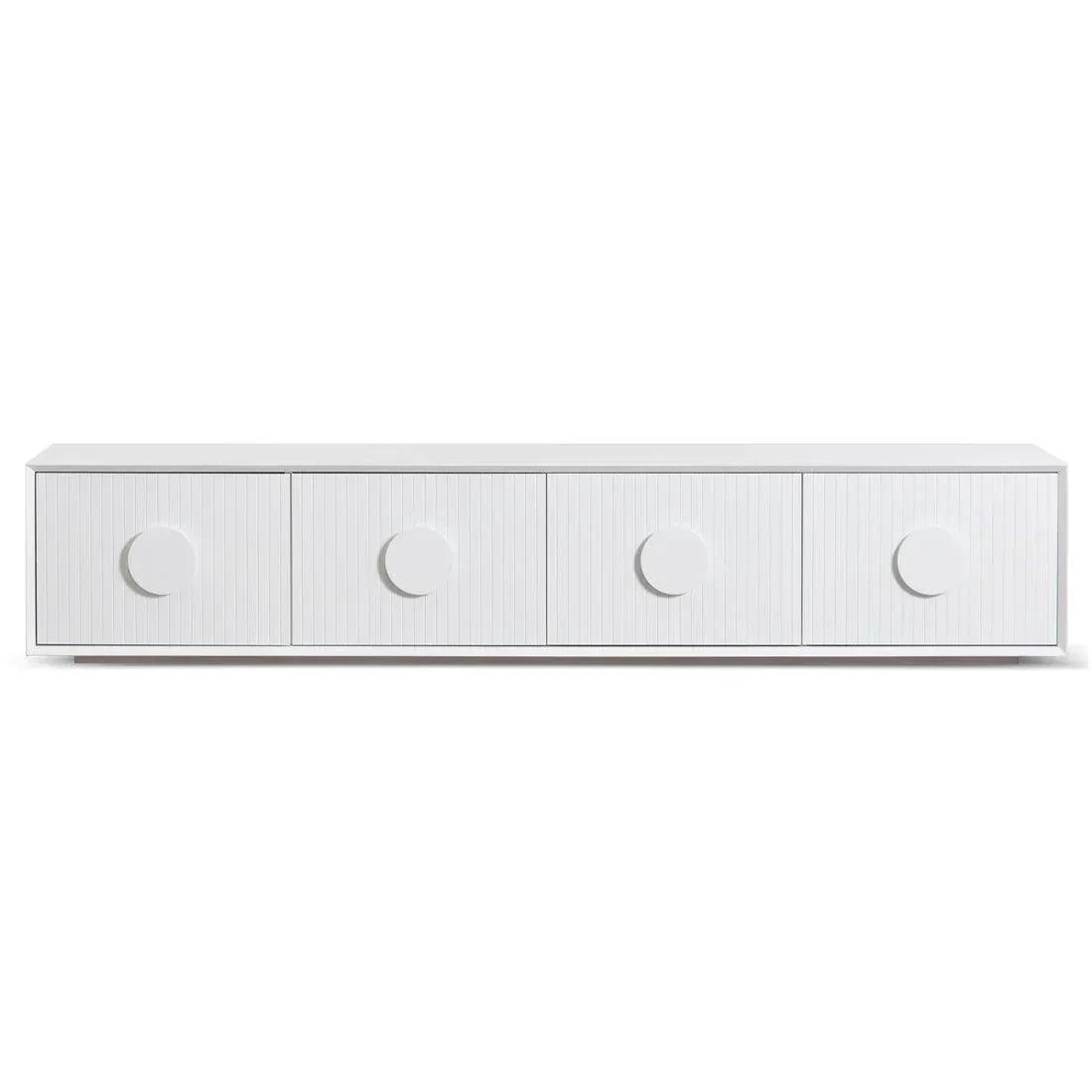 Snow 2.3m Wooden Entertainment TV Unit - White - Furniture Castle