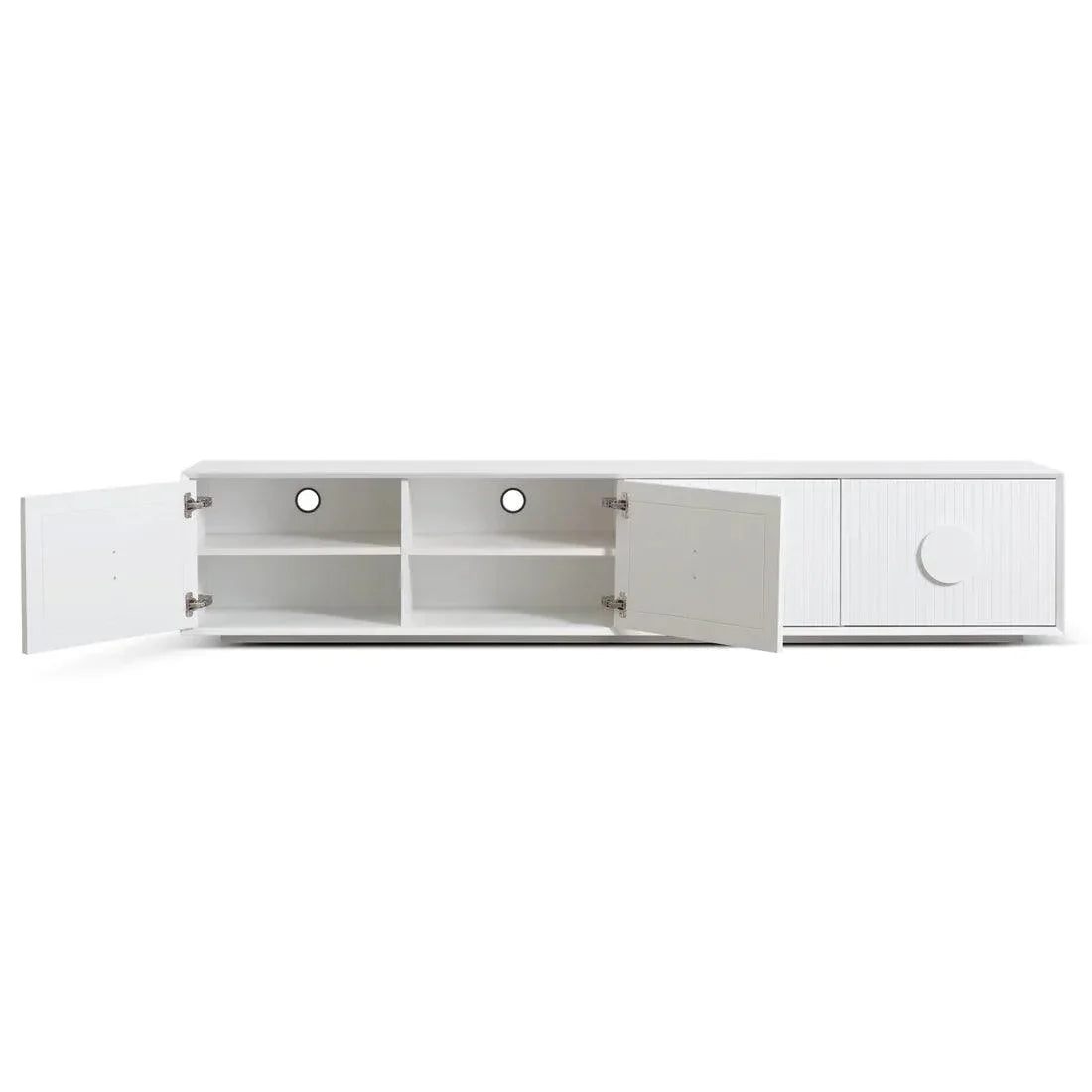 Snow 2.3m Wooden Entertainment TV Unit - White - Furniture Castle