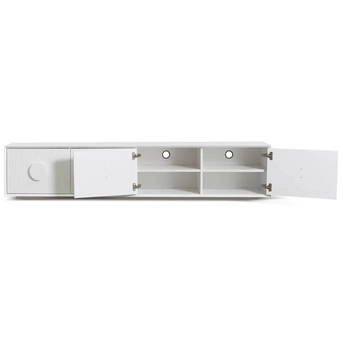 Snow 2.3m Wooden Entertainment TV Unit - White - Furniture Castle