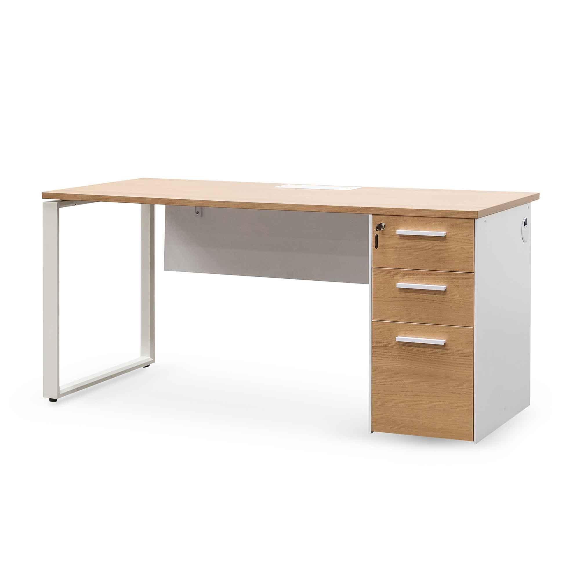 Sofia 1 Seater Office Desk - Natural and White - Furniture Castle