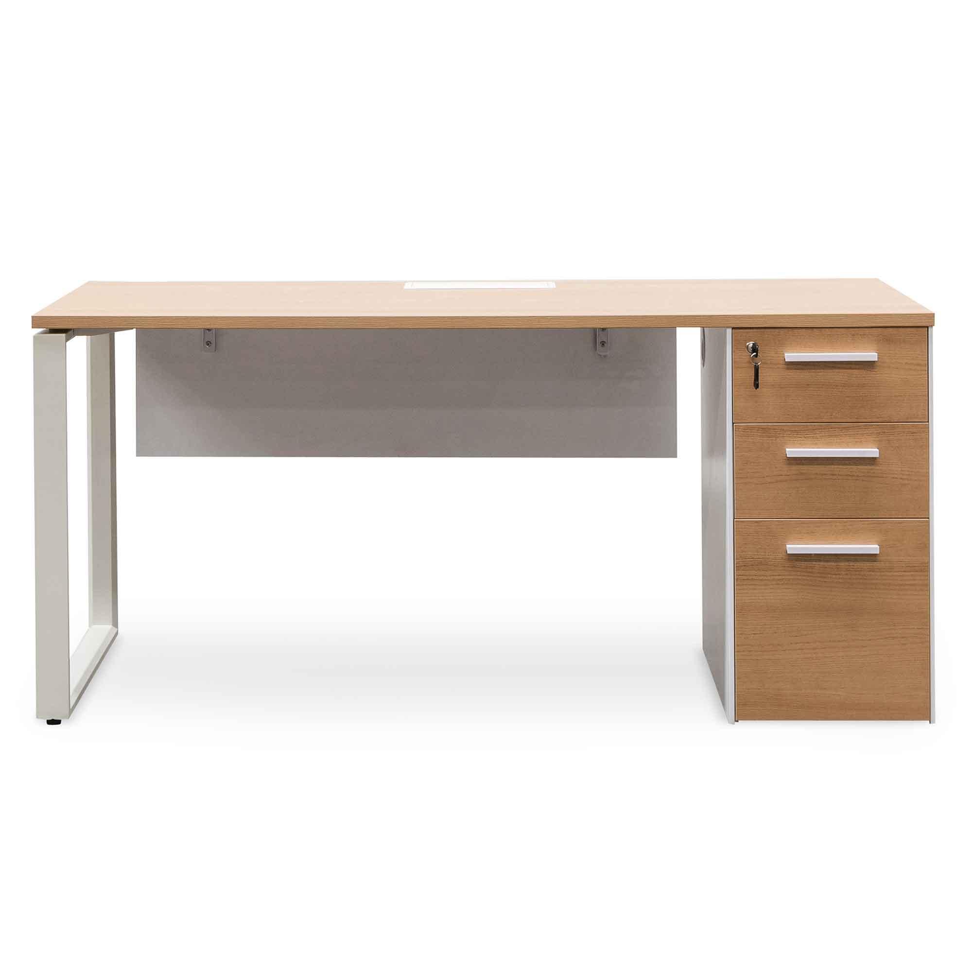 Sofia 1 Seater Office Desk - Natural and White - Furniture Castle