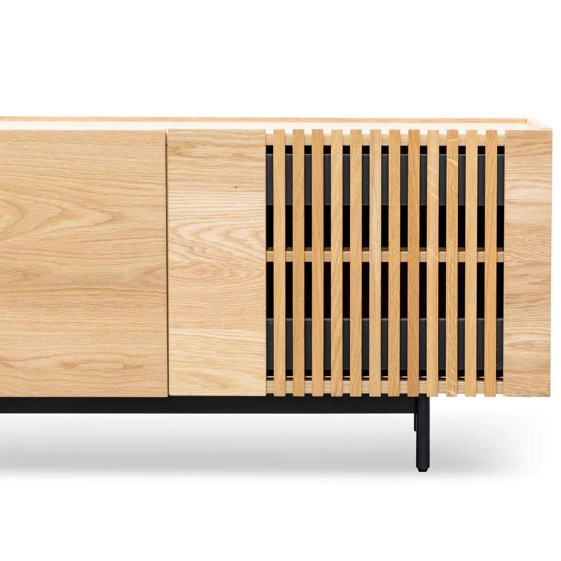 Softie 1.8m Entertainment TV Unit - Natural with Black Legs - Furniture Castle