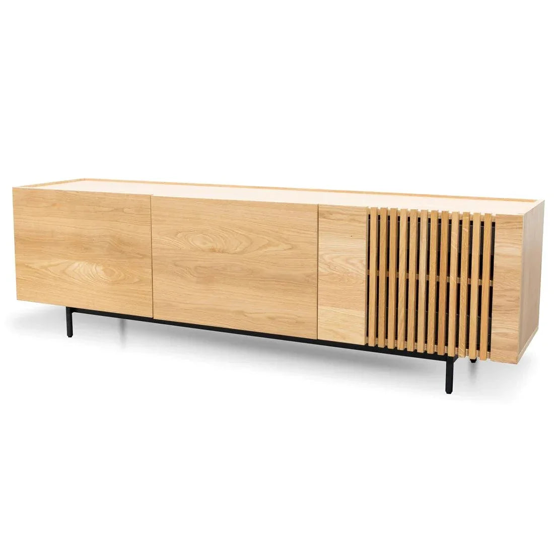 Softie 1.8m Entertainment TV Unit - Natural with Black Legs - Furniture Castle