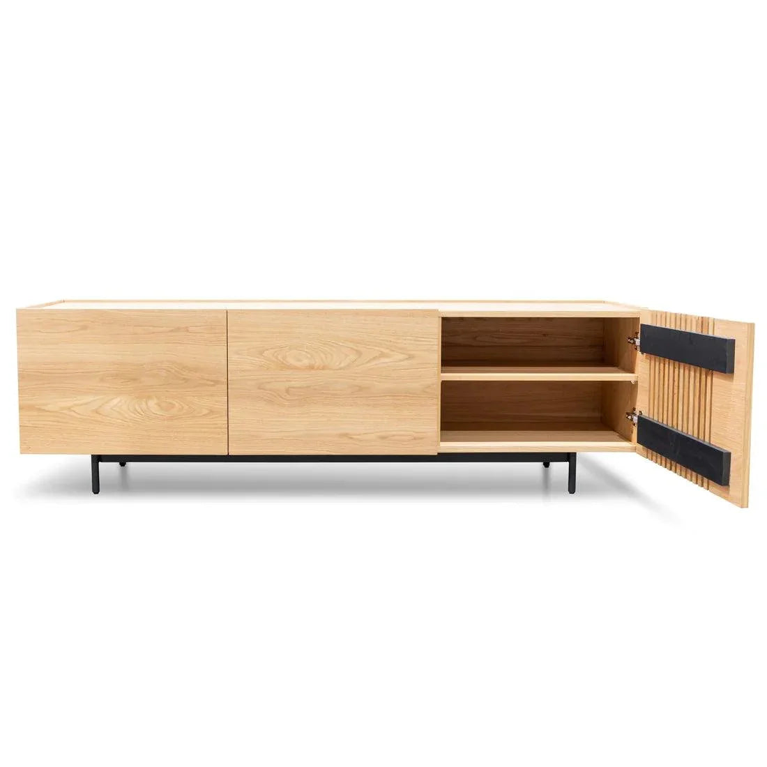Softie 1.8m Entertainment TV Unit - Natural with Black Legs - Furniture Castle