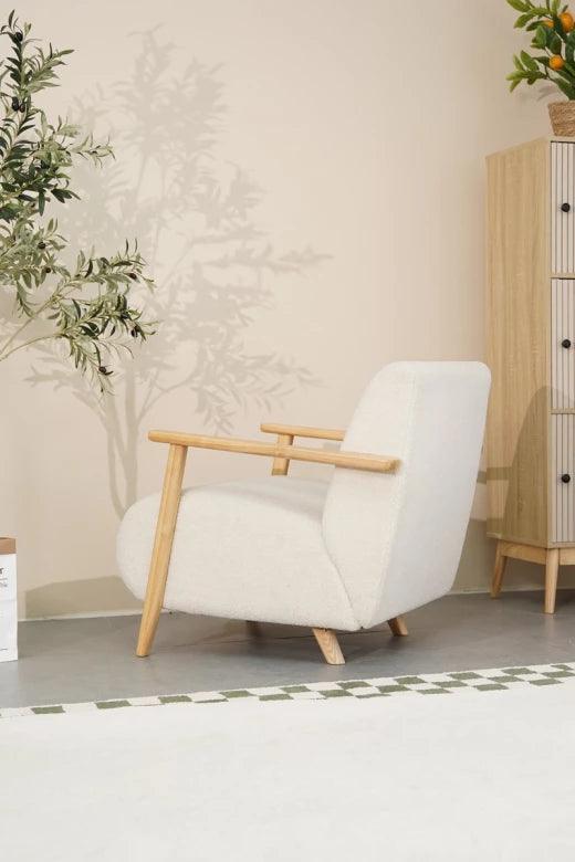 Softie Occasional Chair Ivory- Teddy Bear Fabric - Furniture Castle
