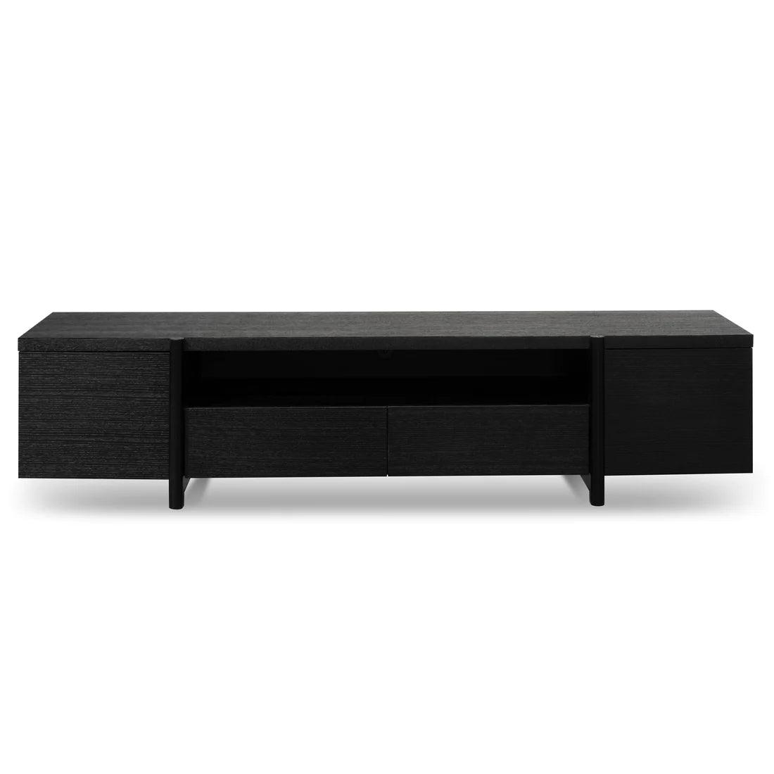 Stella 2.1m Entertainment TV Unit - Black Oak - Timber Legs - Furniture Castle