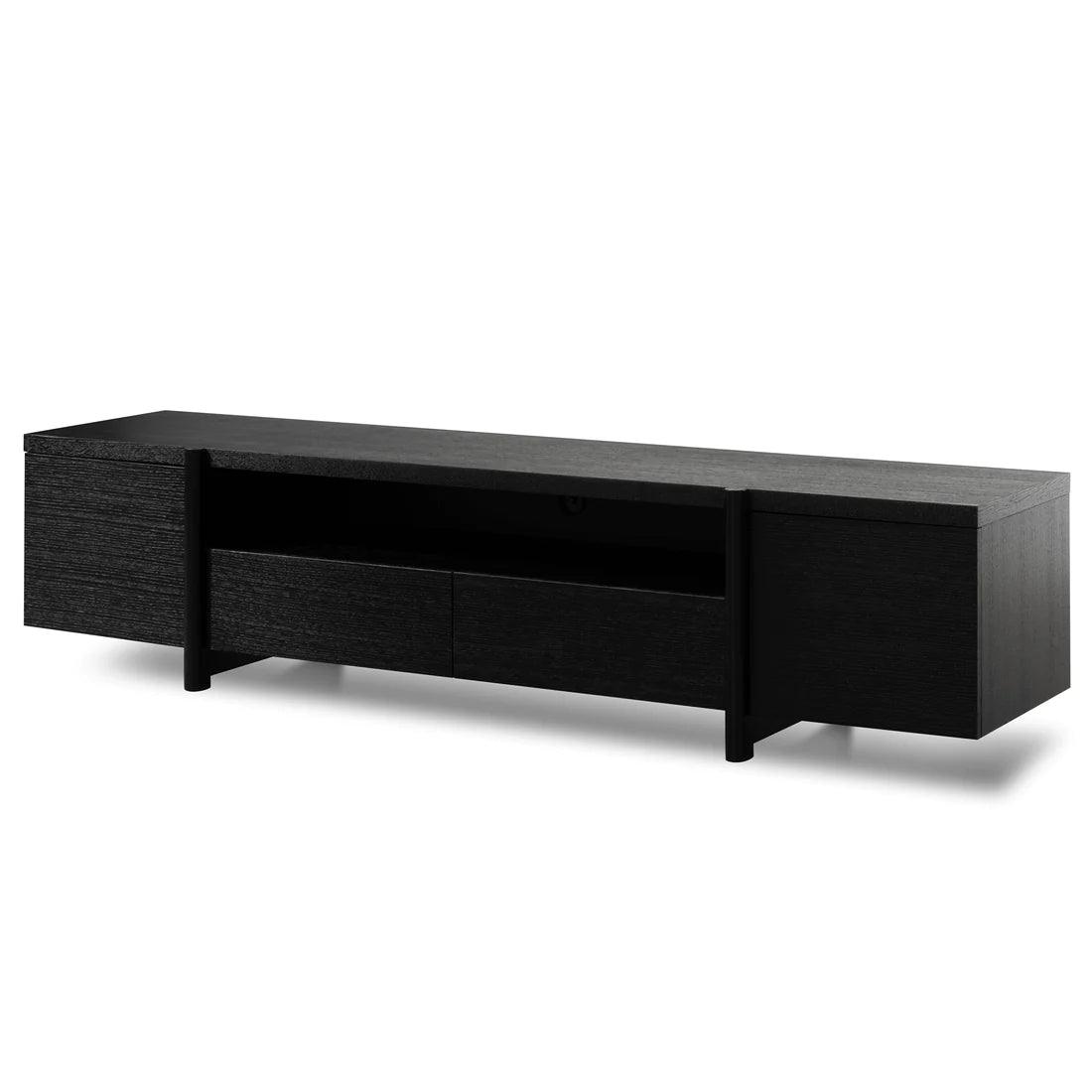 Stella 2.1m Entertainment TV Unit - Black Oak - Timber Legs - Furniture Castle