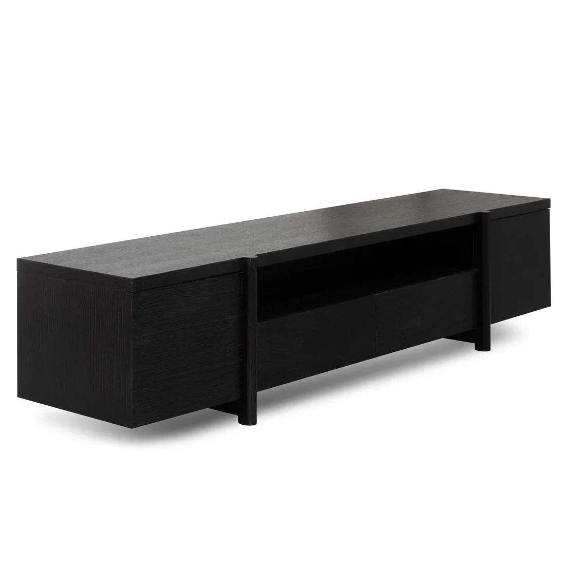 Stella 2.1m Entertainment TV Unit - Black Oak - Timber Legs - Furniture Castle