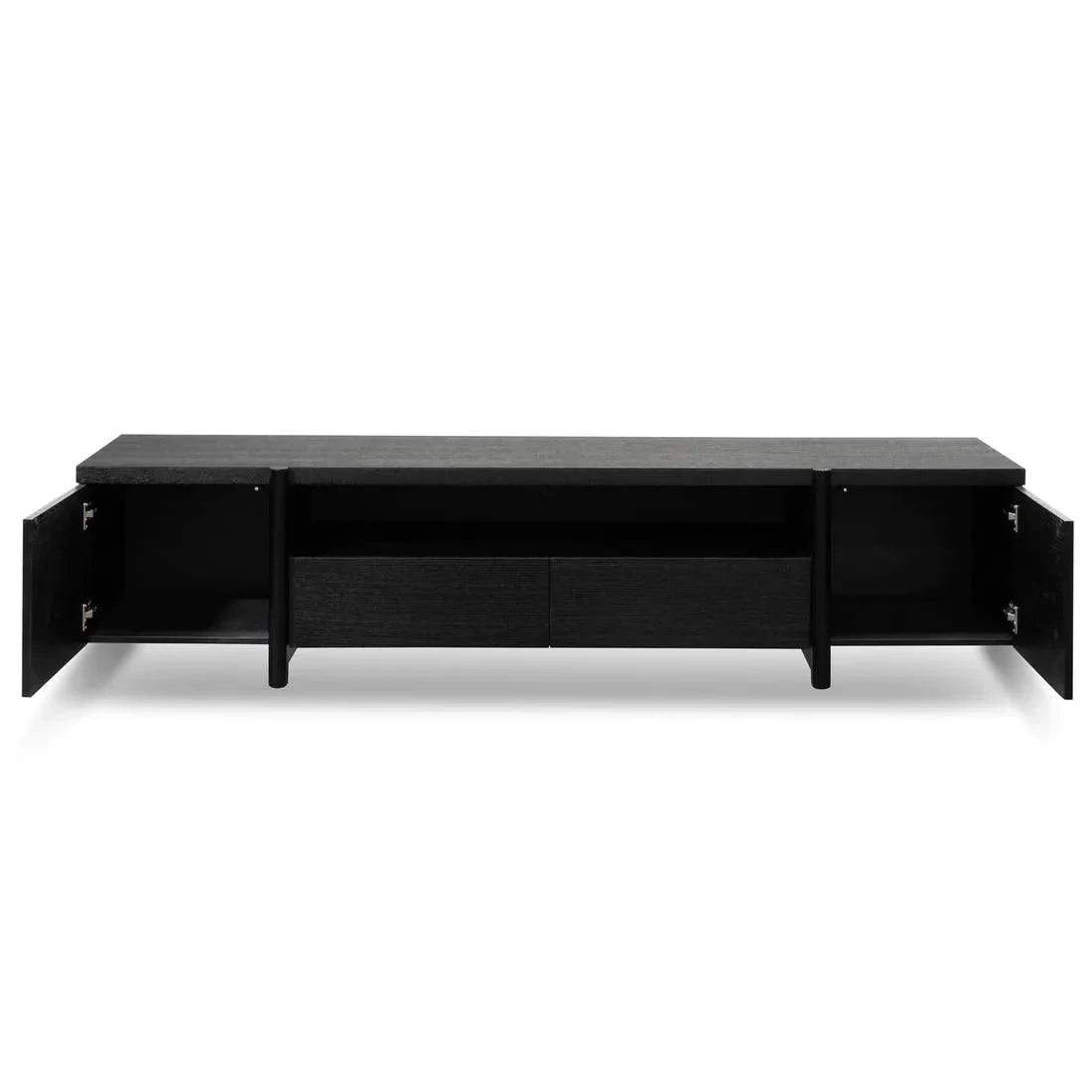 Stella 2.1m Entertainment TV Unit - Black Oak - Timber Legs - Furniture Castle