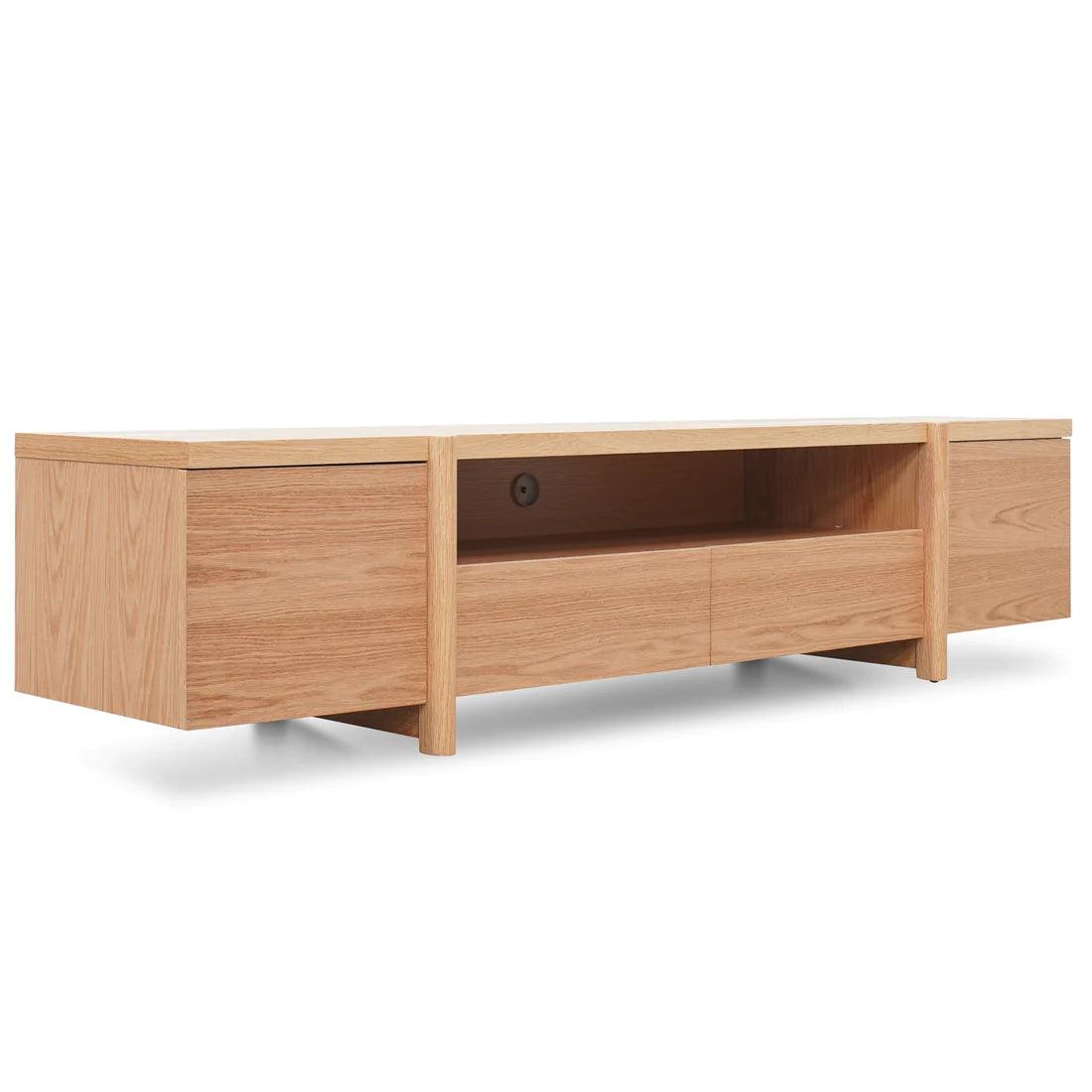 Stella 2.1m Entertainment TV Unit Full Natural - Timber Legs - Furniture Castle