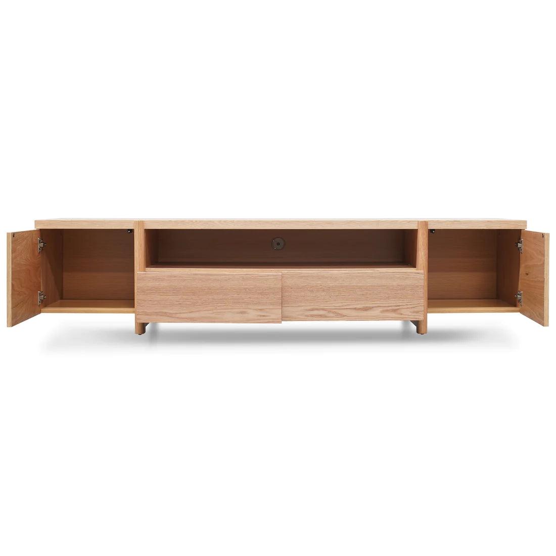 Stella 2.1m Entertainment TV Unit Full Natural - Timber Legs - Furniture Castle