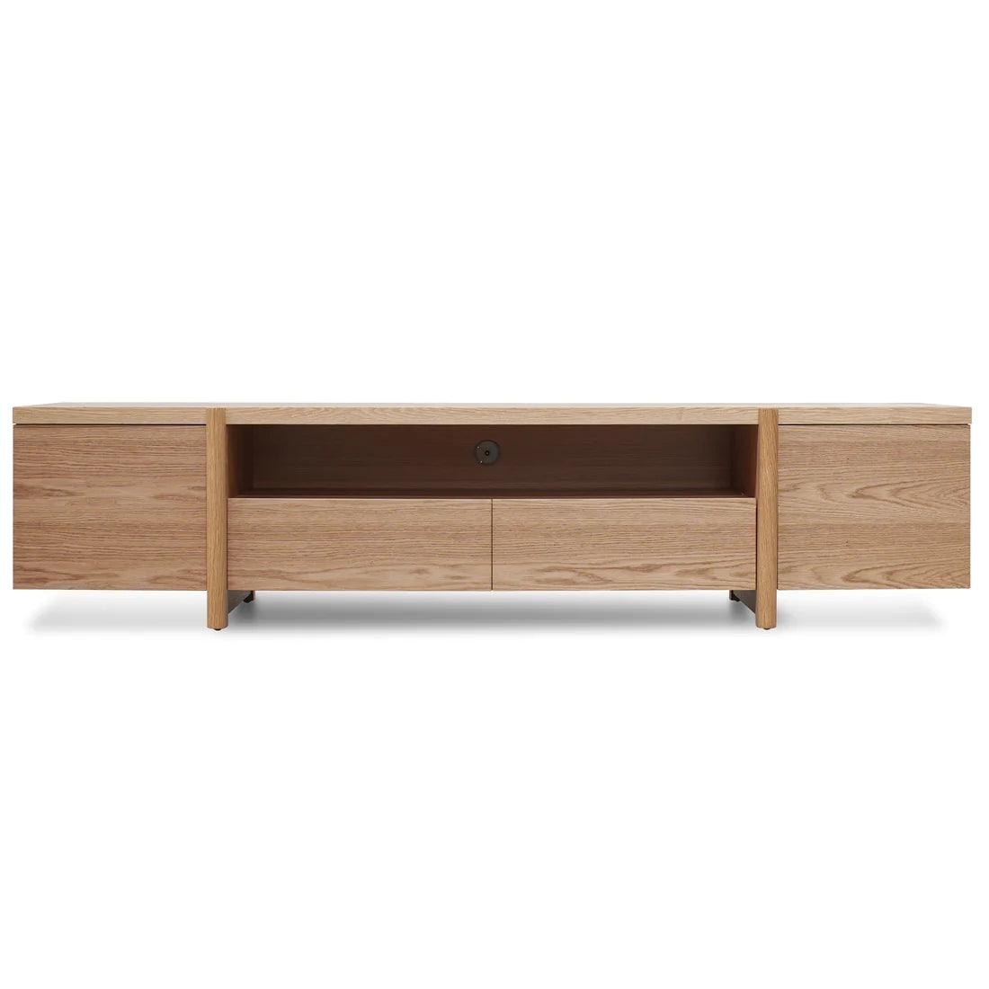 Stella 2.1m Entertainment TV Unit Full Natural - Timber Legs - Furniture Castle