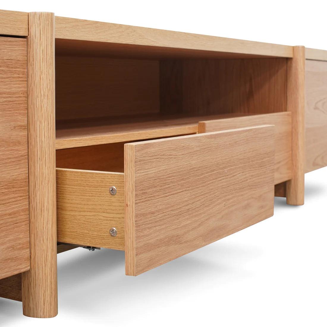 Stella 2.1m Entertainment TV Unit Full Natural - Timber Legs - Furniture Castle