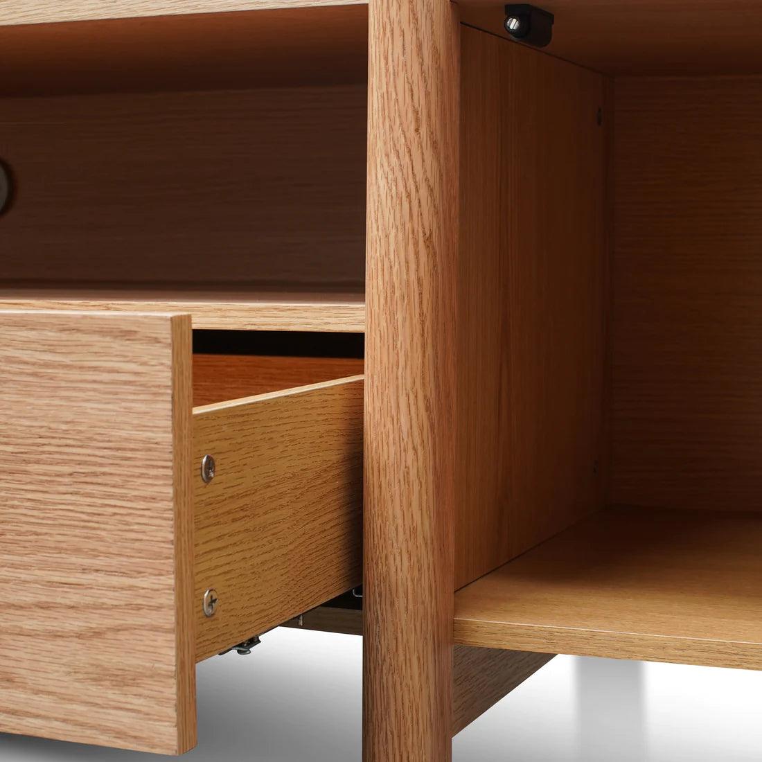 Stella 2.1m Entertainment TV Unit Full Natural - Timber Legs - Furniture Castle