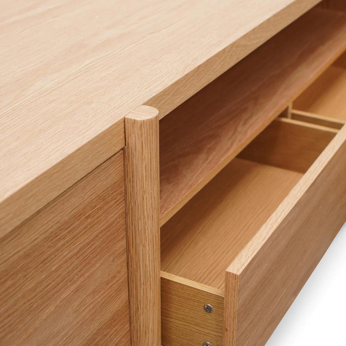 Stella 2.1m Entertainment TV Unit Full Natural - Timber Legs - Furniture Castle