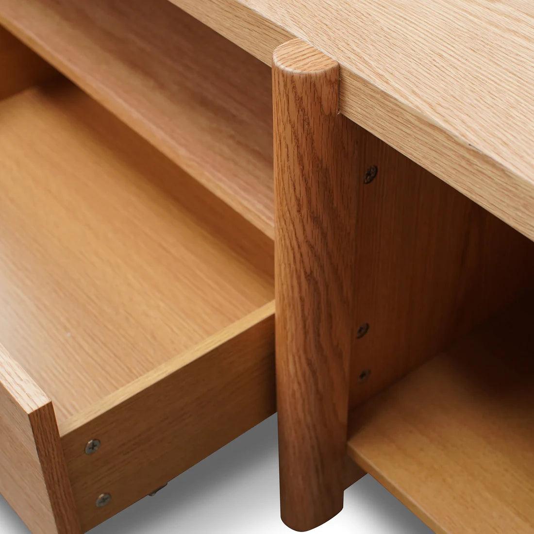 Stella 2.1m Entertainment TV Unit Full Natural - Timber Legs - Furniture Castle
