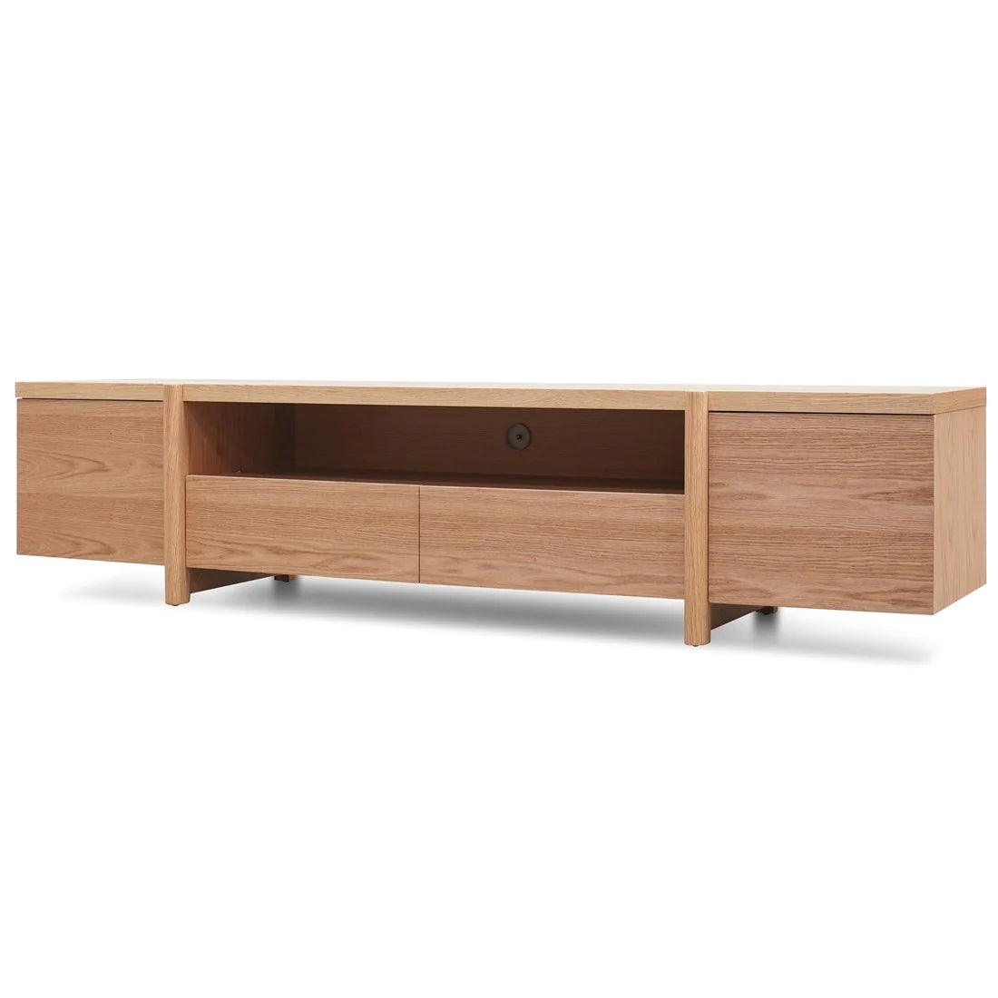 Stella 2.1m Entertainment TV Unit Full Natural - Timber Legs - Furniture Castle