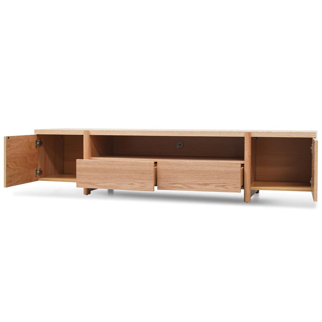 Stella 2.1m Entertainment TV Unit Full Natural - Timber Legs - Furniture Castle