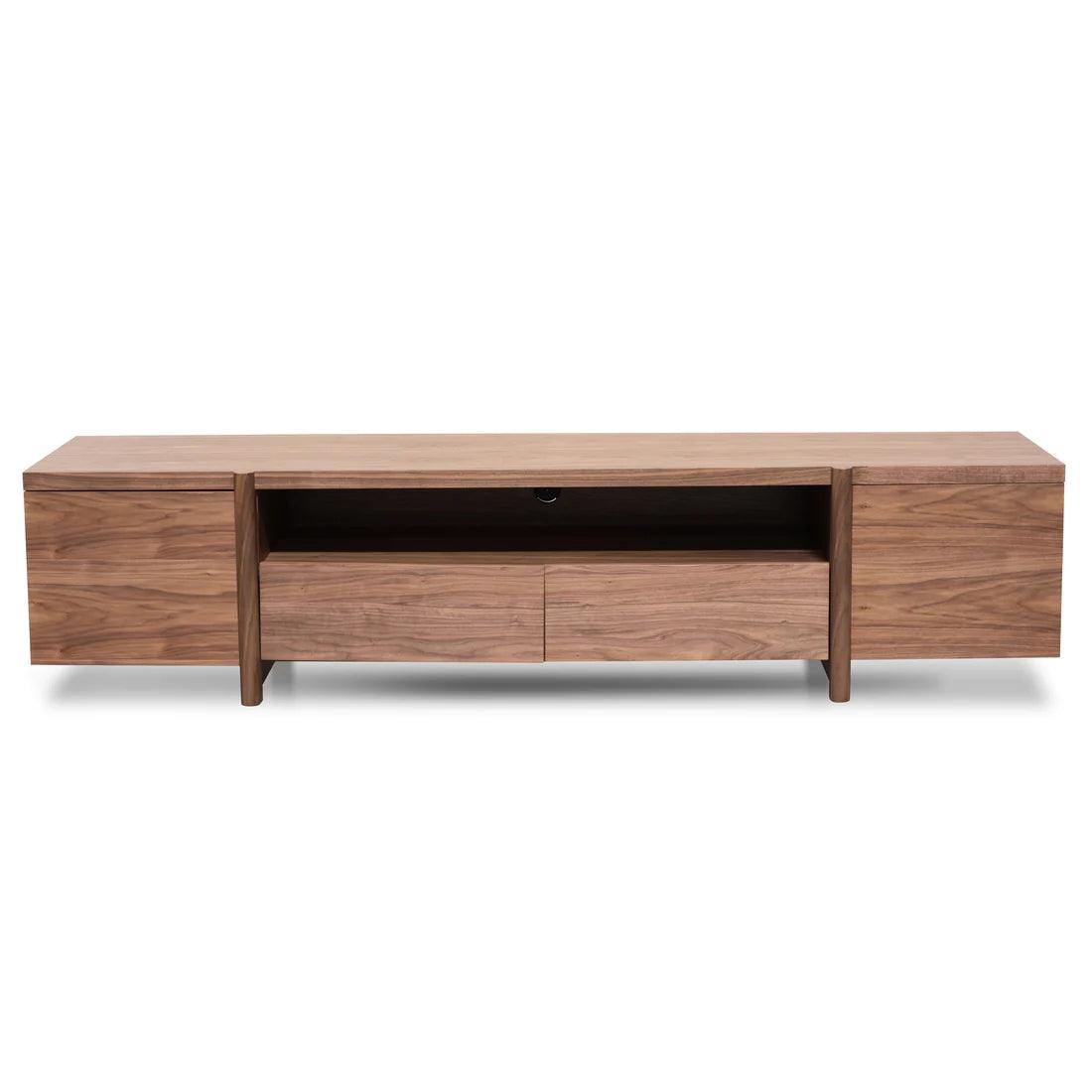 Stella 2.1m Entertainment TV Unit In Walnut - Timber Legs - Furniture Castle