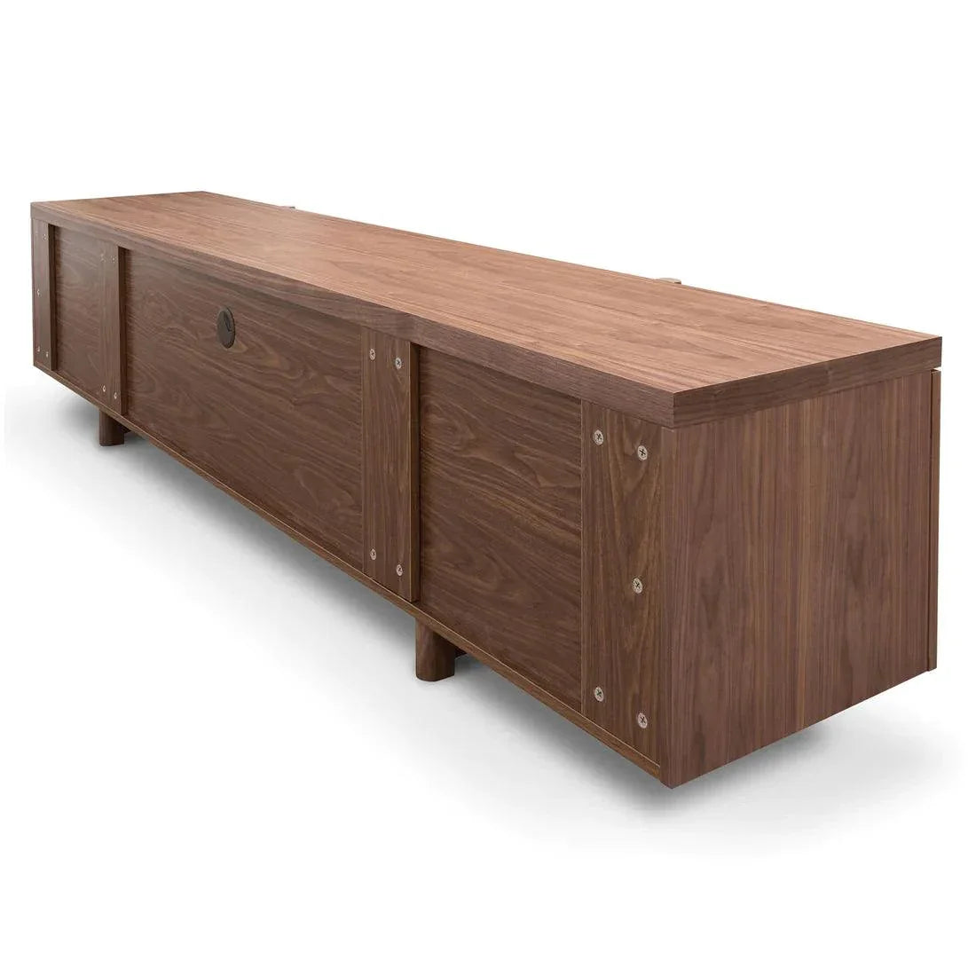 Stella 2.1m Entertainment TV Unit In Walnut - Timber Legs - Furniture Castle
