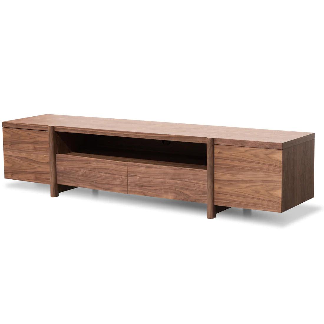 Stella 2.1m Entertainment TV Unit In Walnut - Timber Legs - Furniture Castle